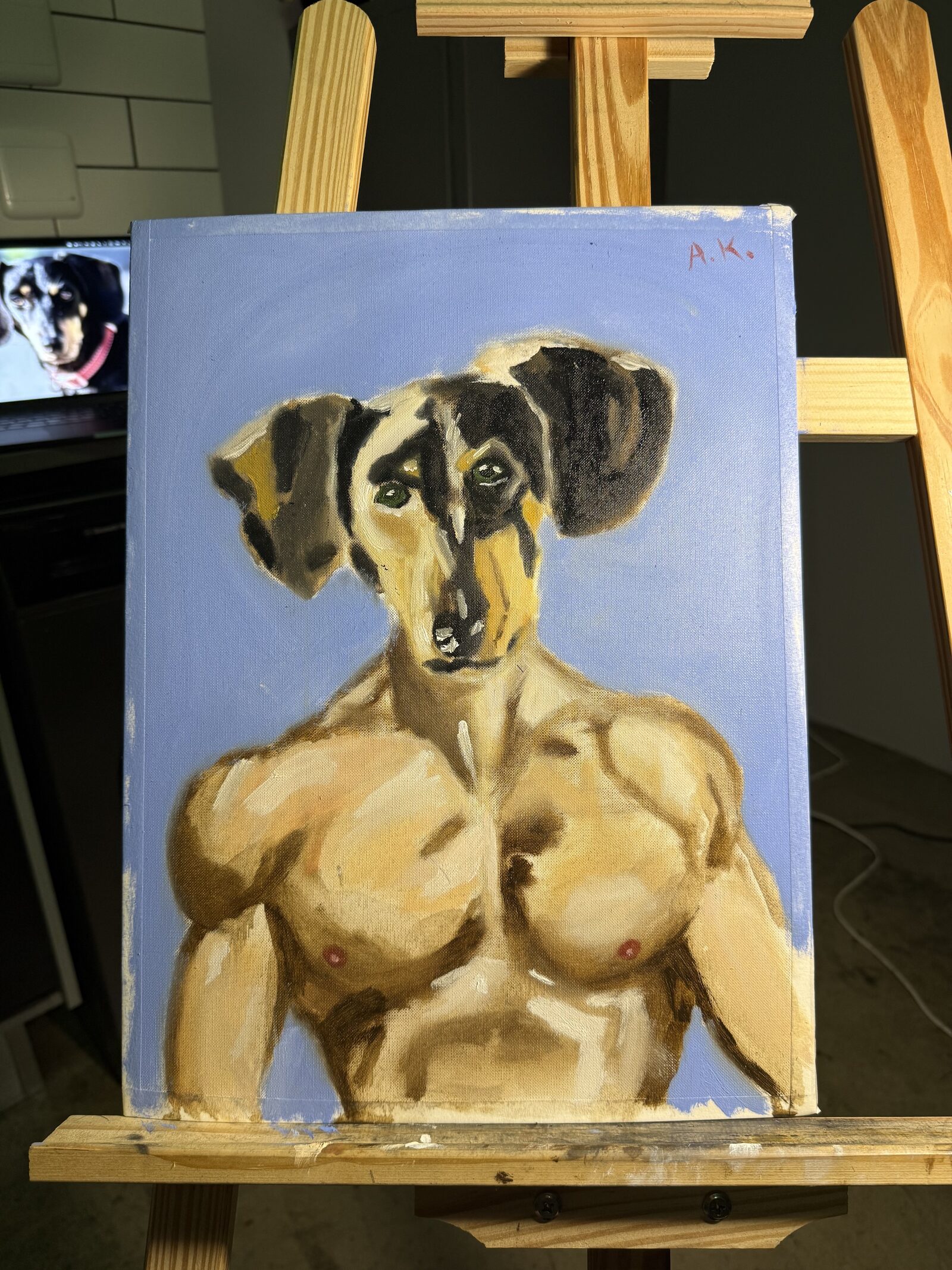 Painting of a dachshund for the hobbies section