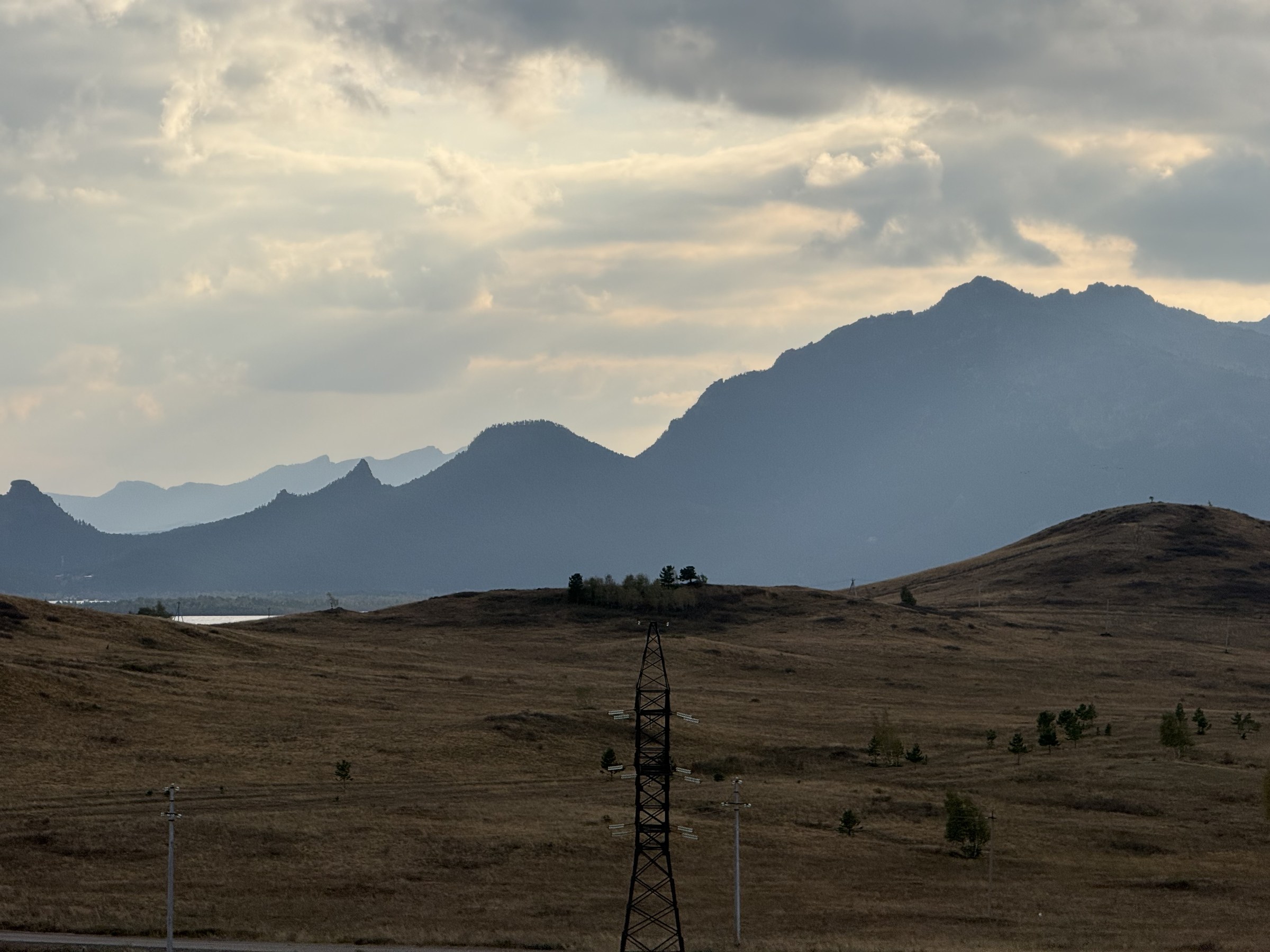 Granite hills above a lake, Burabay National Park, Kazakhstan.