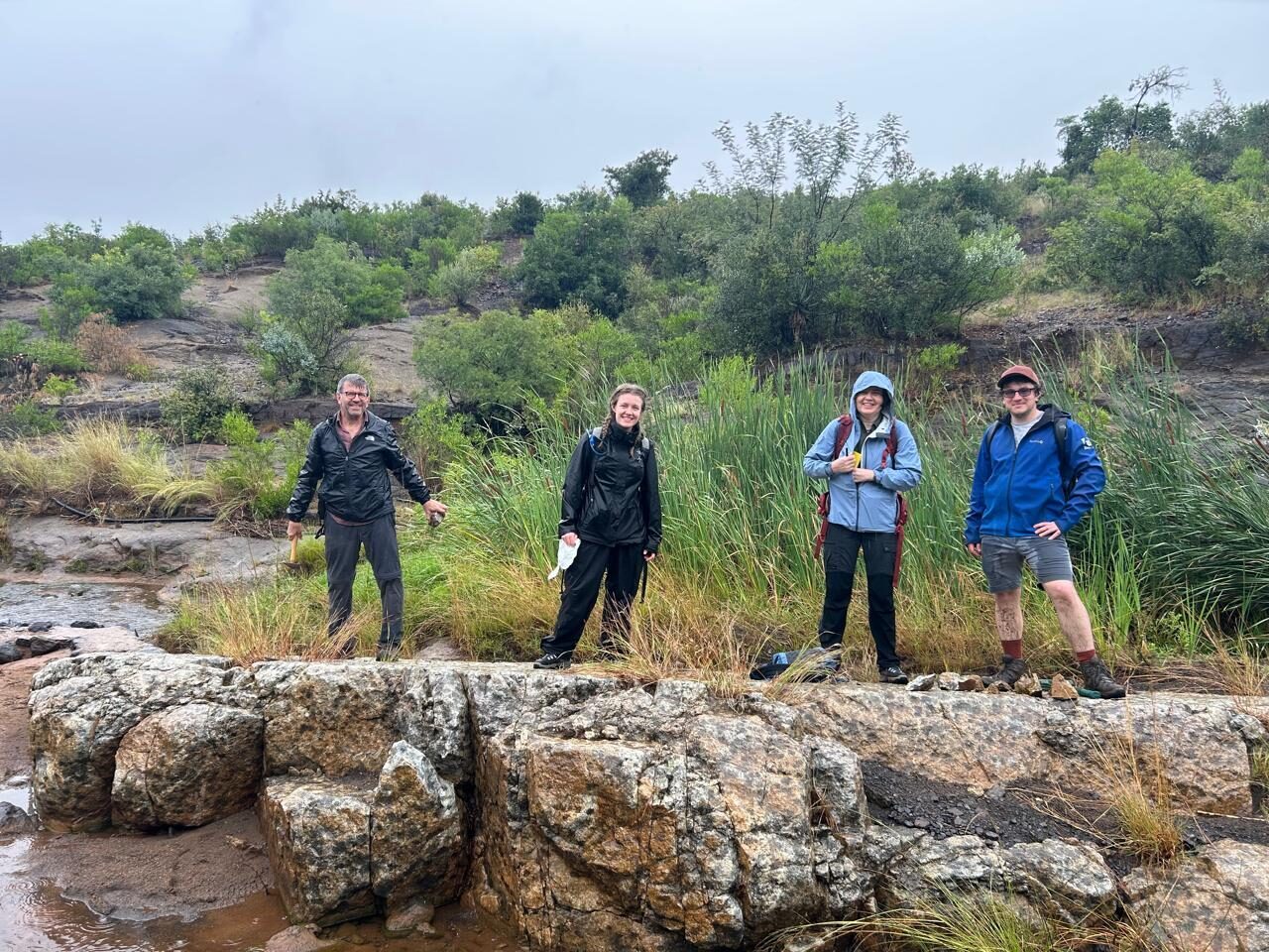 Field team on outcrop at Magnet Heights, Bushveld.